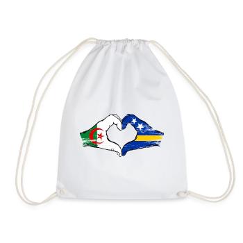 Algérie Mains du drapeau de Curaçao en forme de cœur utilisé - Sac de sport léger - blanc - Devant