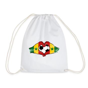 Mains du drapeau du Sénégal en forme de cœur utilisées - Sac de sport léger - blanc - Devant