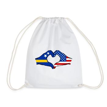 Curacao USA flag hands heart shape used - Drawstring Bag - white - Front