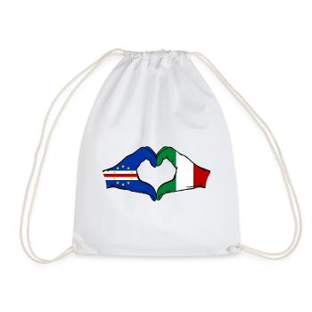 Drapeau du Cap-Vert Italie : mains en forme de cœur - Sac de sport léger - blanc - Devant