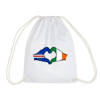 Cape Verde Ireland Flag Hands Heart Shape - Drawstring Bag - white - Front