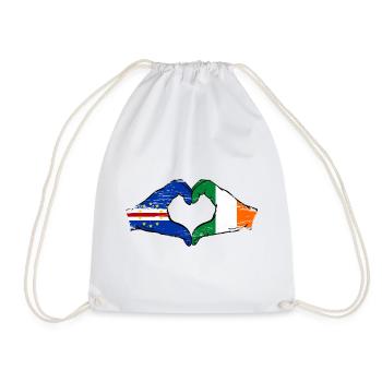 Kap Verde Irland Flagge Hände Herzform used - Turnbeutel - Weiß - Vorne