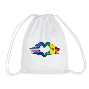 Kap Verde Senegal Flagge Hände Herzform used - Turnbeutel - Weiß - Vorne