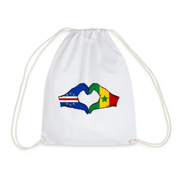 Drapeau du Cap-Vert Sénégal Mains en forme de cœur - Sac de sport léger - blanc - Devant