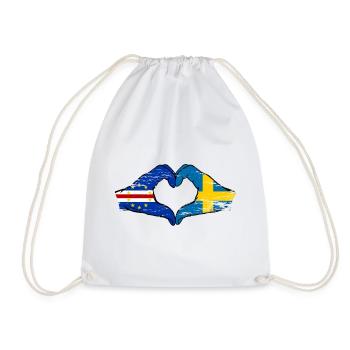 Kap Verde Schweden Flagge Hände Herzform used - Turnbeutel - Weiß - Vorne
