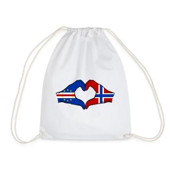 Kap Verde Norwegen Flagge Hände Herzform - Turnbeutel - Weiß - Vorne