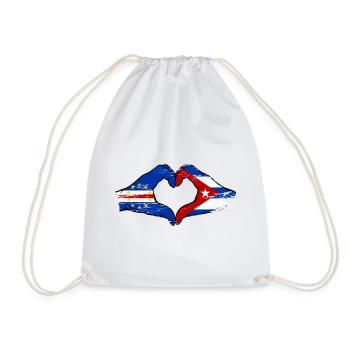 Cape Verde Cuba Flag Hands Heart Shape Used - Drawstring Bag - white - Front