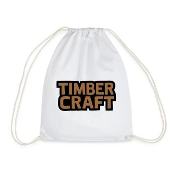 Timber Craft Schriftzug Logo - Turnbeutel - Weiß - Vorne