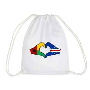 Cape Verde Guinea-Bissau Flag Hands Heart Shape - Drawstring Bag - white - Front
