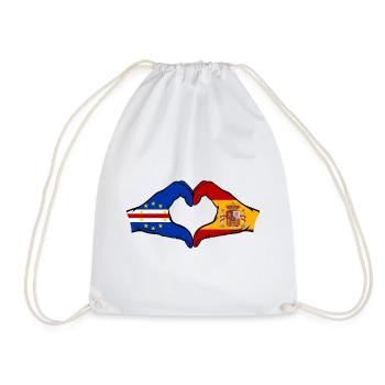 Cape Verde Spain Flag Hands Heart Shape - Drawstring Bag - white - Front
