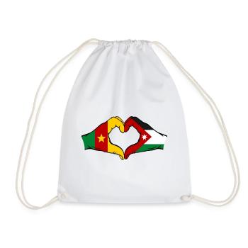 Kamerun Jordanien Flagge Hände Herzforn - Turnbeutel - Weiß - Vorne