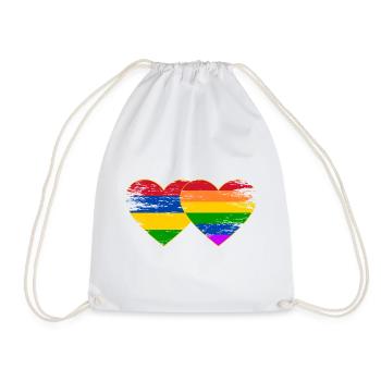 Mauritius Regenbogen Flagge Herz used - Turnbeutel - Weiß - Vorne