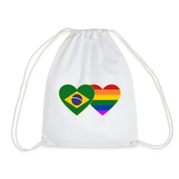 Brasilien Regenbogen Flagge Herz - Turnbeutel - Weiß - Vorne