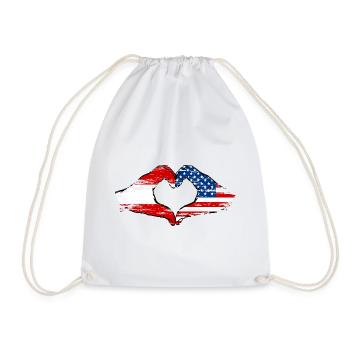 Austria USA heart shape with hands used - Drawstring Bag - white - Front