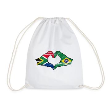 Afrique du Sud Brésil Drapeau Mains Coeur Forme D’occasion - Sac de sport léger - blanc - Devant