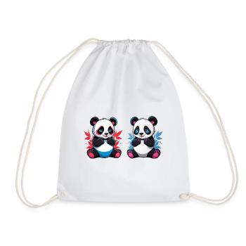 Frère et sœur panda - Sac de sport léger - blanc - Devant
