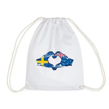 Schweden Australien Flagge Herzform used - Turnbeutel - Weiß - Vorne