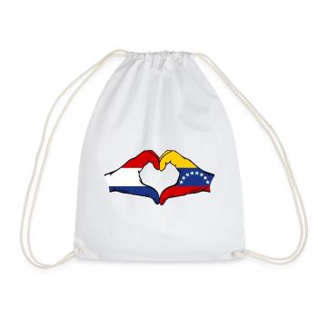 Holland Venezuela Flag Hands Heart Shape - Drawstring Bag - white - Front