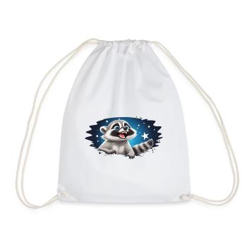 Funny raccoon under the stars - Drawstring Bag - white - Front