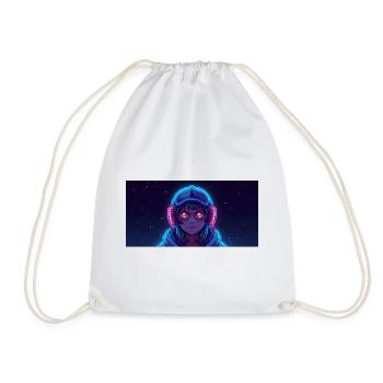Neon gamer with headphones - Drawstring Bag - white - Front