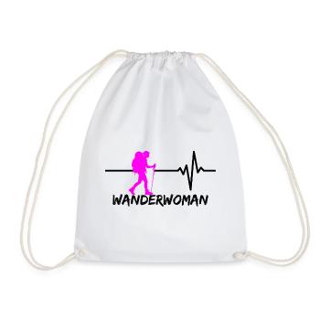 WANDERWOMAN – TRAIL QUEEN! WANDERLUST, WANDERN - Turnbeutel - Weiß - Vorne