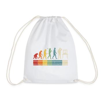 3D Printing Evolution – Vintage Maker Design - Drawstring Bag - white - Front