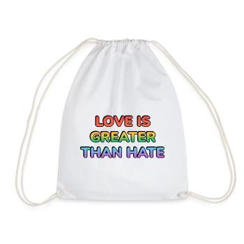 Love Is Greater Than Hate Rainbow - Drawstring Bag - white - Front