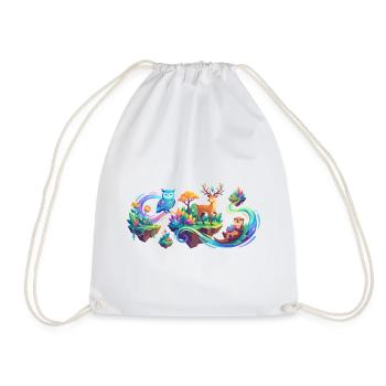 Fantasy Forest Animal Dream Fantasy Forest Animals Motif - Drawstring Bag - white - Front