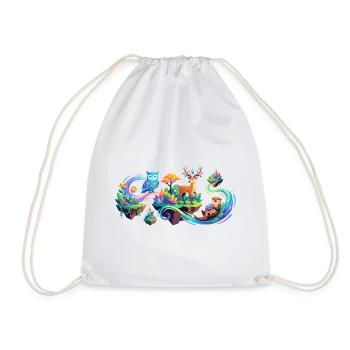 Magical Animals Enchanted Forest Cool Kids Forest Motif - Drawstring Bag - white - Front