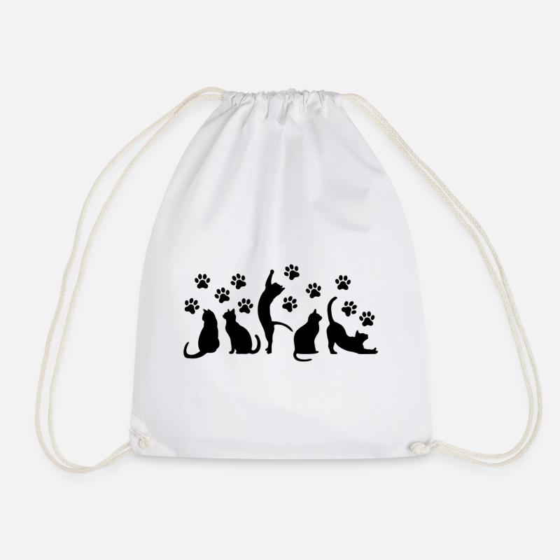Black Cats Squad – Minimal Aesthetic - Drawstring Bag - white