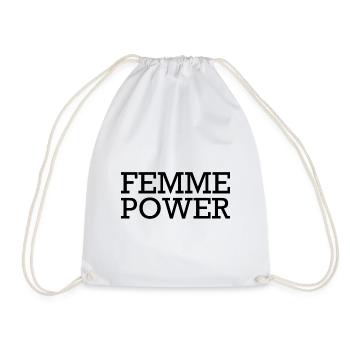 femme Power - Woman - Women - Women's Power - Women - Drawstring Bag - white - Front
