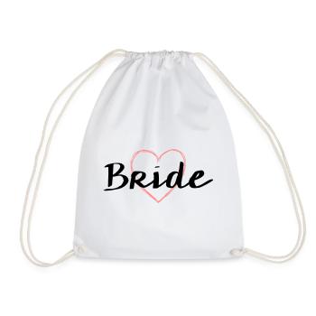 Bride heart bachelor party wedding - Drawstring Bag - white - Front