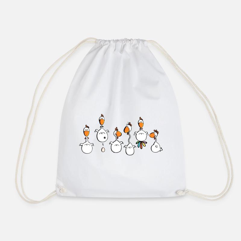 Crazy Chickens - poule - poluets - coq - Sac de sport léger - blanc