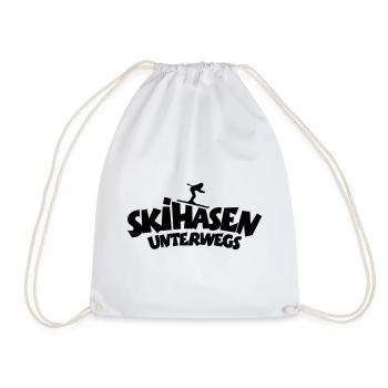 Skihasen Unterwegs - Wintersport Skifahrerinnen - Turnbeutel - Weiß - Vorne