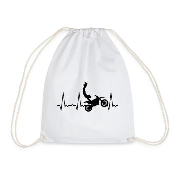 Heartbeat Motocross - Drawstring Bag - white - Front