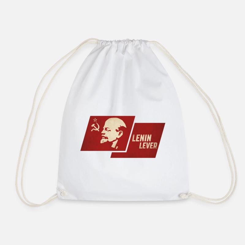 Lenin Lever Flag - Drawstring Bag - white