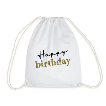 HAPPY BIRTHDAY. HAPPY BIRTHDAY. ANNIVERSARY. - Drawstring Bag - white - Front