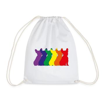 French Bulldog Silhouette on Color Scheme - Drawstring Bag - white - Front