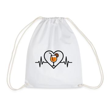 Spritz Heart Cocktail Orange Drink Glass - Drawstring Bag - white - Front
