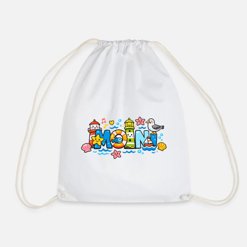 MOIN Seagull Lighthouse Maritime Colorful - Drawstring Bag - white