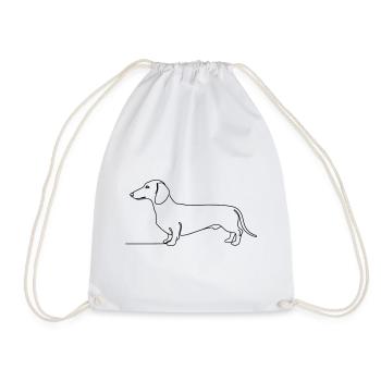 Dachshund Dachshund One Line Art - Drawstring Bag - white - Front