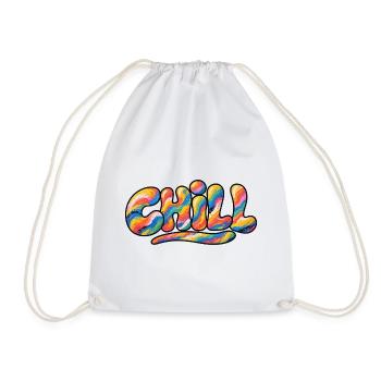 Chill Regenbogen Schriftzug - Turnbeutel - Weiß - Vorne
