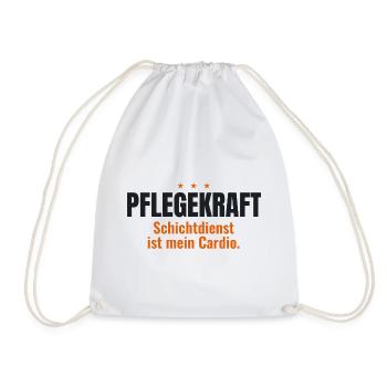 Pflegekraft Shirt – Schichtdienst ist mein Cardio - Turnbeutel - Weiß - Vorne