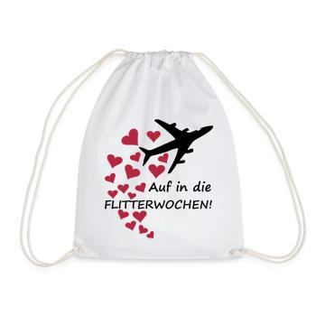 Flitterwochen / Hochzeit - Flugzeug mit Herzen - Turnbeutel - Weiß - Vorne