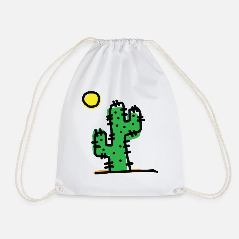 Single cactus - Drawstring Bag - white