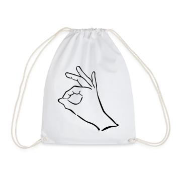 hand - Drawstring Bag - white - Front