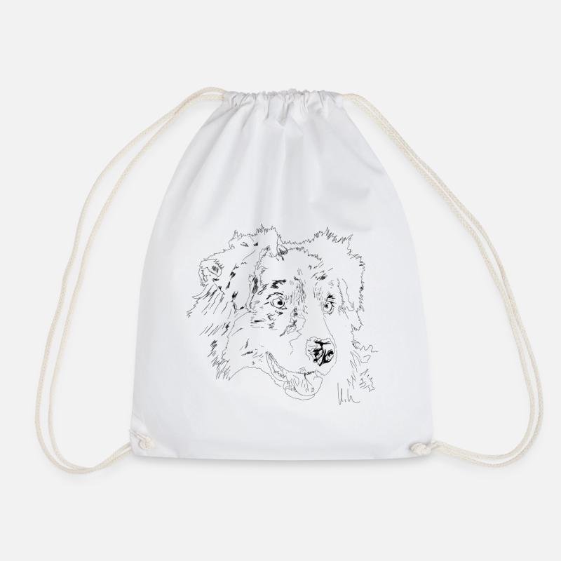 Australian Shepherd - Drawstring Bag - white