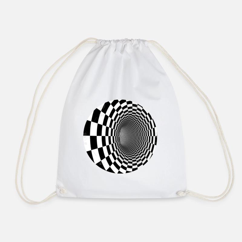 Black and White Illusion Tunnel - Drawstring Bag - white