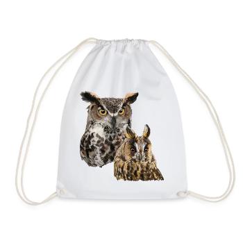 Owls - Drawstring Bag - white - Front