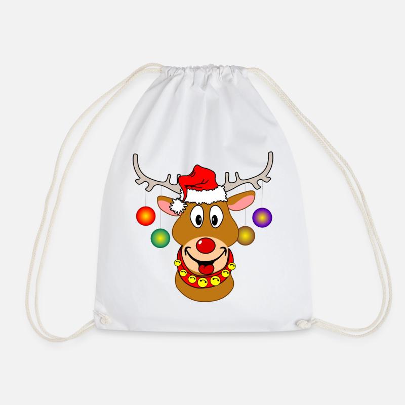 Frohe Weihnachten Rudolf Rentier-Weihnachtskugeln - Turnbeutel - Weiß